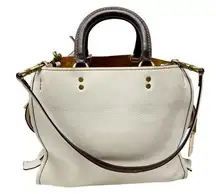 Coach  1941 Rogue 30 Pebbled Leather Tote Handbag in White Chalk Oxblood