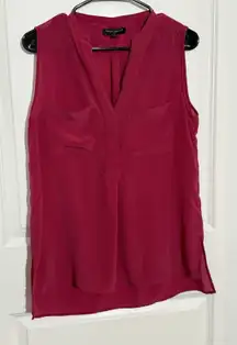 Banana Republic Silk Sleeveless V Neck Pocket Blouse Top Women's‎ Medium Magenta