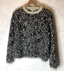 Coach grey leopard mohair Crewneck pullover sweater