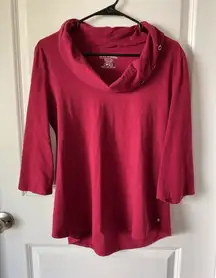 Neon Buddha Red Cowl Neck 3/4 Sleeve Tunic Top Women's Size L