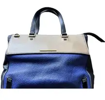 Marc by Marc Jacobs Shelter Island Blue Color Brown Block Leather Satchel Tote