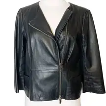 Tory Burch leather moto style jacket black sz 4