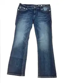 Miss Me women's 32 mid rise easy boot cut jeans rodeo western bling cowgirl show