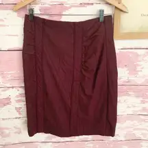 Burgundy Wool Blend Pencil Skirt in a Size 6