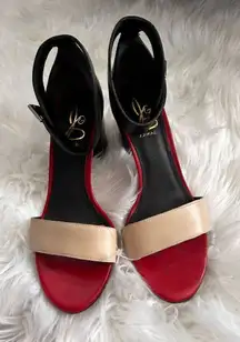 Joan and David black red and tan shoes size 8 platform heel