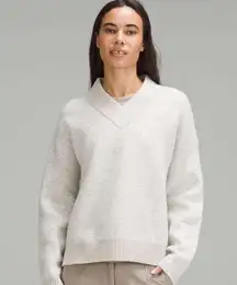 NWT Lululemon Alpaca Wool-Blend V-Neck Sweater Heathered Light Grey