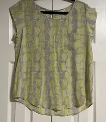 JOIE Women’s Grey & Green Geometric Print Short-sleeve Blouse Size S
