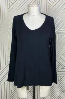LNA Black Modal Long Sleeve Jersey Scoop Neck T-Shirt Size US XS‎