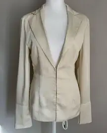 Meshki Cream Silky Satin Clip Loose Blazer Women’s XS Preppy Coquette