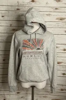 Hurley grey cotton graphic fleece pullover hoodie/hooded sweatshirt Size Small