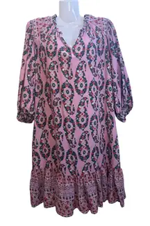 Knox Rose Midi Dress Floral Print Long Sleeve Casual Pink XS‎