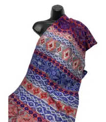 Women’s Oversized Blanket Scarf Multi‎ Tribal Geometric Fringe 72x66