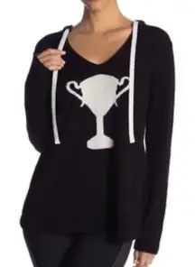 Trina Turk Black Long Sleeve Cross Back Lightweight Hoodie Women’s Large