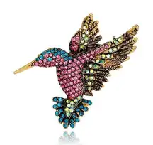 Stunning Vintage Rhinestone Hummingbird Brooch