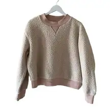 Who What Wear Women’s Sherpa Long Sleeves Sweatshirt Crewneck Brulee SZ XL