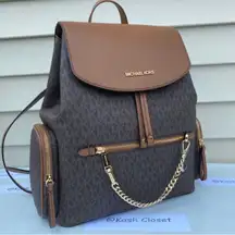 Brown Jet Set Large Chain Backpack