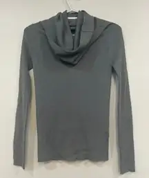 Max Mara Womens Cowl Neck Sweater Small Ribbed Stretchy Solid Gray Long Sleeve