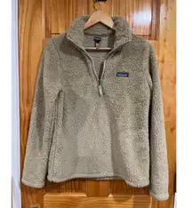 Patagonia Los Gatos Fleece Sherpa Women El Cap Khaki Half Zip Fuzzy Sherpa Small
