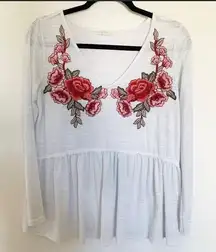 Miss Love Embroidered Peplum Top