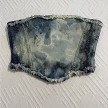 Vintage Dolce & Gabbana Light Blue distressed Denim Strapless Corset Top/IT40