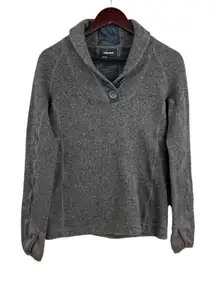 Marmot Women's Gray Shawl Collar Pullover Sweater Thumbholes Size M