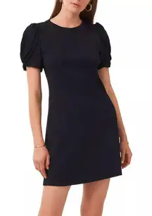 Sundays Crew Neck Puff Sleeve Short Sleeve Dress