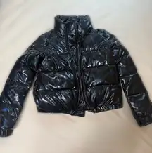 DKNY women’s puffer jacket — shiny black - S!