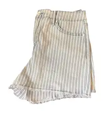 Frayed Jeans High Rise Raw Hem Striped Shorts‎ Size 12