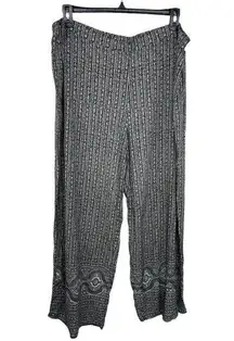 AVA & VIV Boho Pull Up wide leg pants 2X black & white