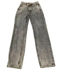 12th Tribe dylan Criss Cross Button Fly High Rise Straight Leg Denim Jeans 24