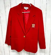VTG Chaus Blazer Women Size XL Wool Blend Single Button Red University Jacket