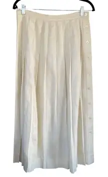 SK1 VTG J.G.‎ Hook Pleated Linen Maxi Skirt White Size 14
