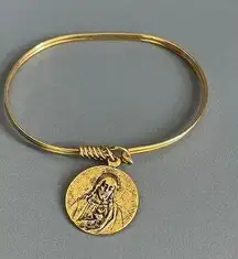 Religous Mother Theresa and Jesus Gold Bangle Bracelet