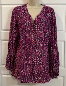 Lilly Pulitzer Pink Purple Giraffe Providence Long Sleeve Popover Top large