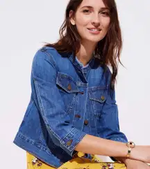 Loft Blue Denim Frayed Jean Jacket