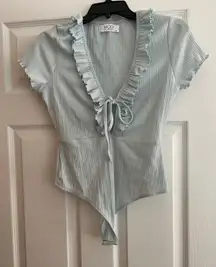 Light Blue Ruffle Bodysuit