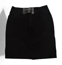 Lauren Ralph Lauren Black Denim Double Buckle Stretchy Pencil Skirt Size 12