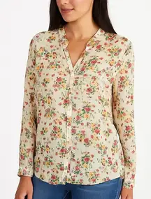 KUT from the Kloth Chiffon‎ Floral Blouse Long Sleeve Button Front Top Medium
