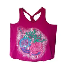 Vintage 90s Sleeveless Pink Beach Summer Seashell Tied Back Racer Back Top