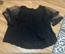 Unique Spectrum Black Sheer Sleeve Plus Size 3X Top