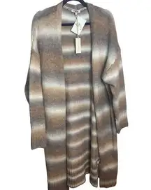 Z Supply New with tags Size Large L Long Knit Cardigan Striped Neutral Beige