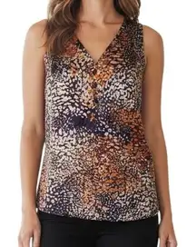 HALE BOB Orange and‎ Purple Patterned V-Neck Sleeveless Top NWOT Size Smal