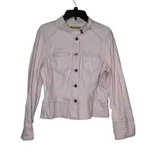 Sigrid Olsen Women's Jacket 5 Buttons Stretch Crop Hi-Neck  Denim‎ Pink  14