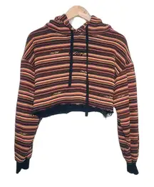 I Am Gia Cira Striped Cropped Hoodie‎ Pullover Oversized Relaxed Sweatshirt M