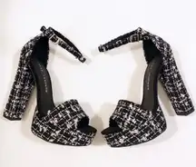 CHINESE LAUNDRY | Black Tweed Plaid Platform Block Heel size 8.5M
