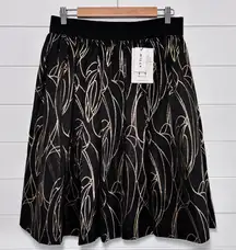 Milly New York Black And Metallic Gold Glitter Swirl Flare Skirt Size 12‎