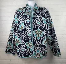 ALFRED DUNNER Open Front Quilted Reverisible Light Weight Jacket Sz 14 Blue‎