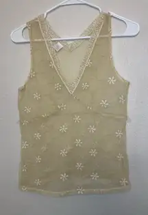 Only Hearts by Helena Stuart Y2K Cream Floral Lace Sheer Top Size S