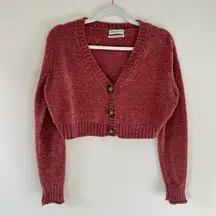 Maura Chenille Knit Cropped Button Front Cardigan Sweater