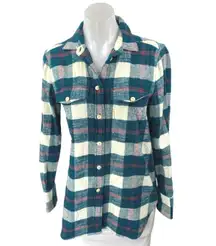 J.Crew Women's Blue Plaid Checkered Long Sleeve Flannel Button Down Shirt Top 2